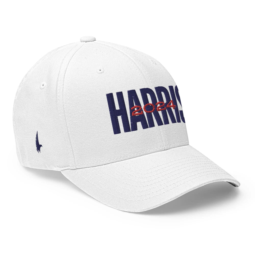 Loyalty Vibes Harris 2024 Fitted Hat White Navy Blue Loyalty Vibes