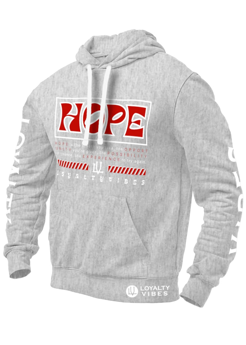 Loyalty Vibes Hope Graphic Hoodie Heather Grey Red Loyalty Vibes