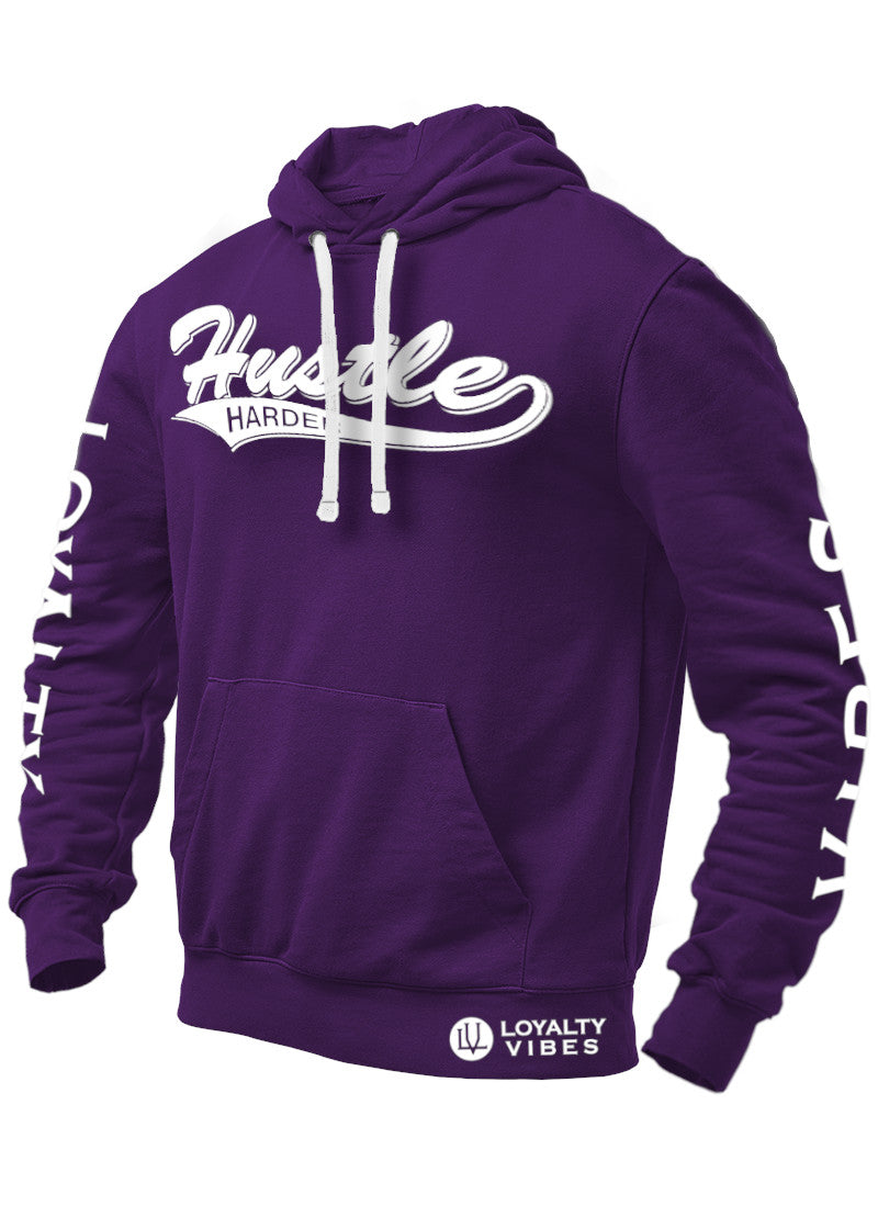 Loyalty Vibes Loyalty Vibes Hustle Harder Graphic Hoodie Purple