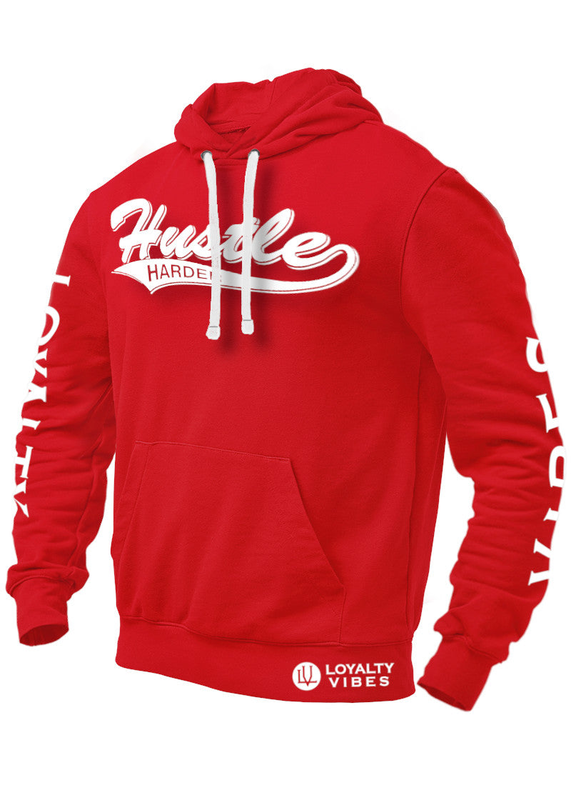 Loyalty Vibes Loyalty Vibes Hustle Harder Graphic Hoodie Red