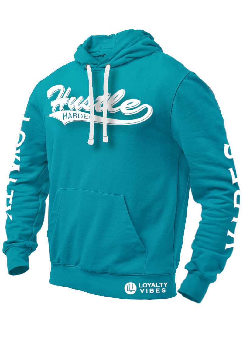 Loyalty Vibes Loyalty Vibes Hustle Harder Graphic Hoodie Urban Blue