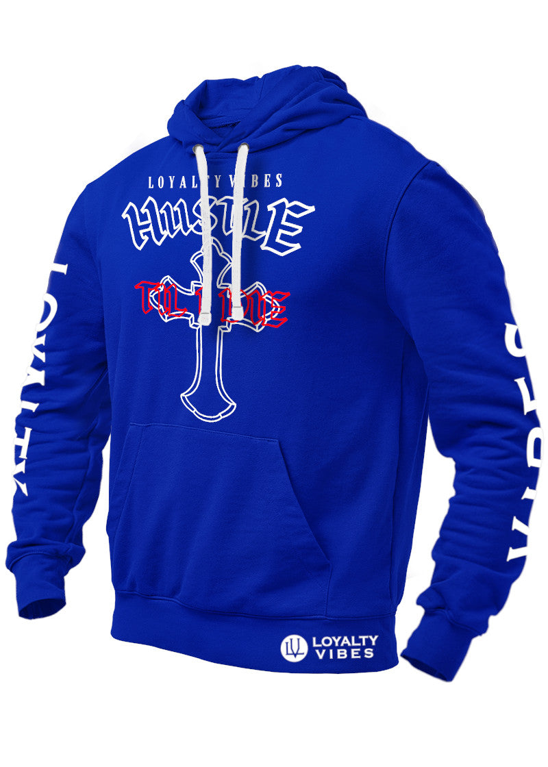 Loyalty Vibes Hustle Til I Die Graphic Hoodie Blue Men's Loyalty Vibes