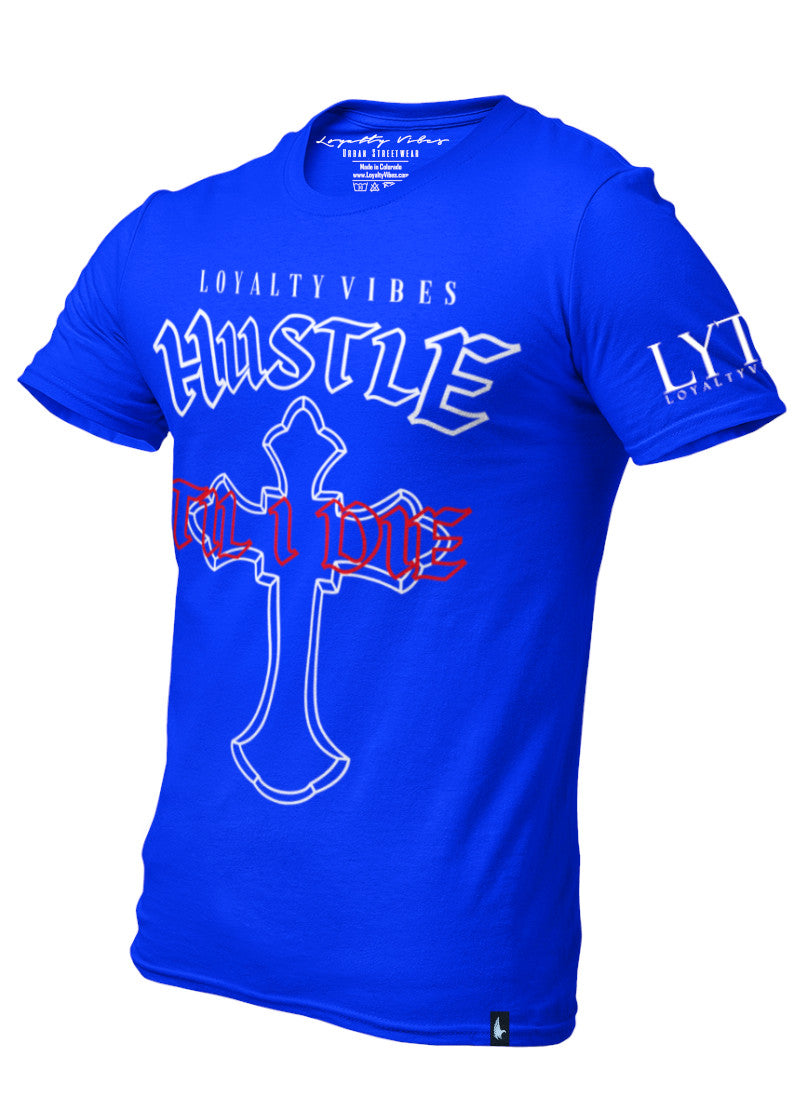 Loyalty Vibes Loyalty Vibes Hustle Til I Die Streetwear T-Shirt Blue Men's
