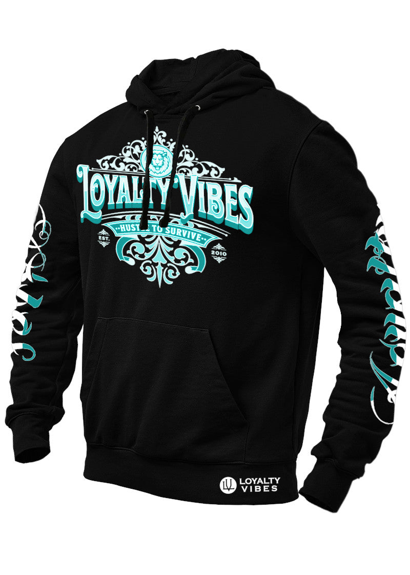 Loyalty Vibes Hustle To Survive Graphic Hoodie Black Loyalty Vibes