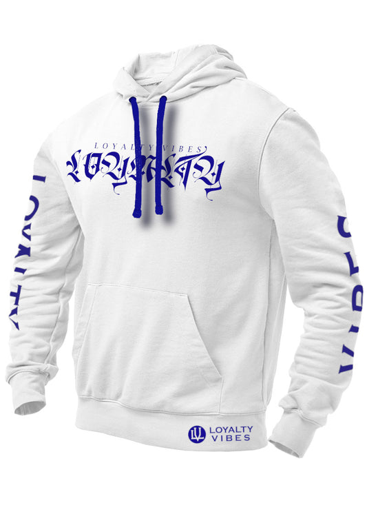 Loyalty Vibes Independent Graphic Hoodie White Blue Loyalty Vibes