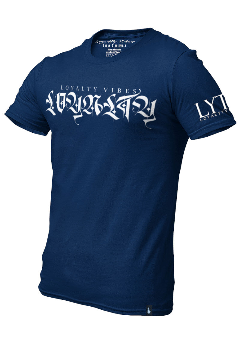 Loyalty Vibes Independent Streetwear T-Shirt Navy Blue White Loyalty Vibes