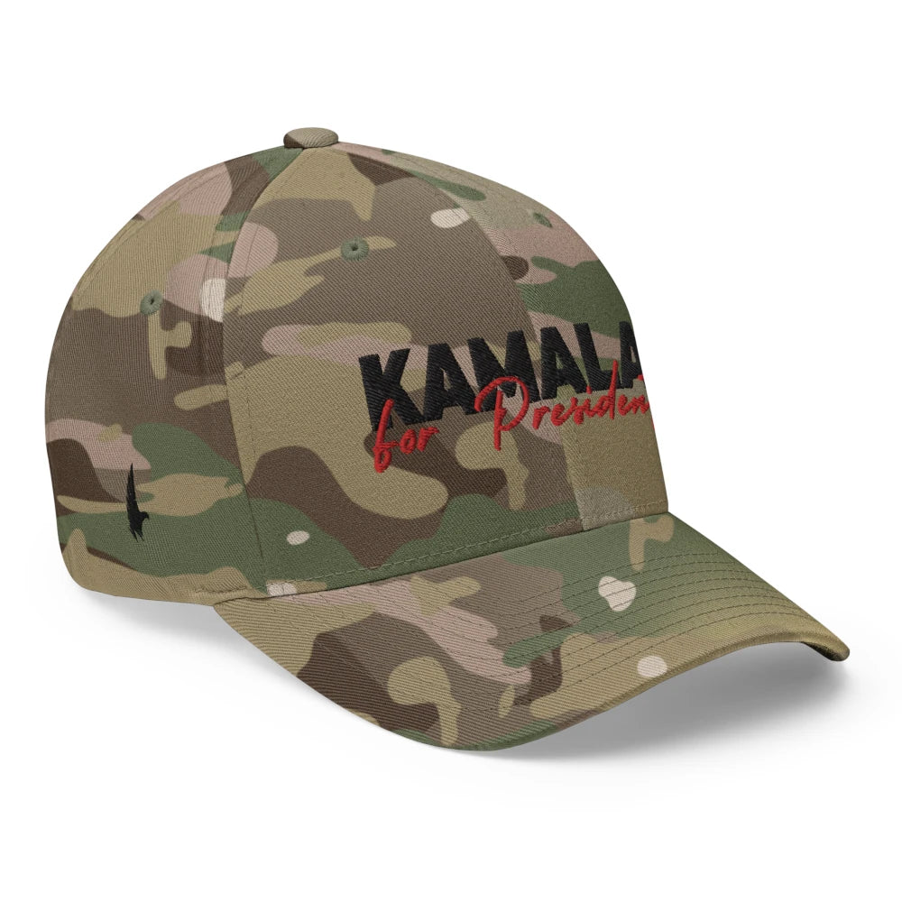 Loyalty Vibes Loyalty Vibes Kamala For President Fitted Hat Camo Black