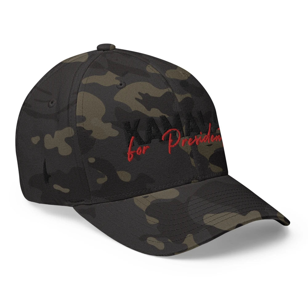 Loyalty Vibes Loyalty Vibes Kamala For President Fitted Hat Camo Green Black