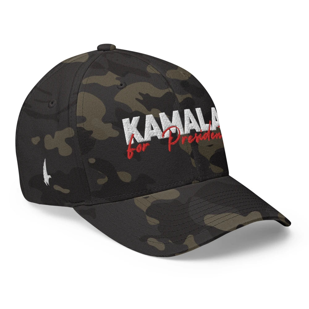 Loyalty Vibes Loyalty Vibes Kamala For President Fitted Hat Camo Green