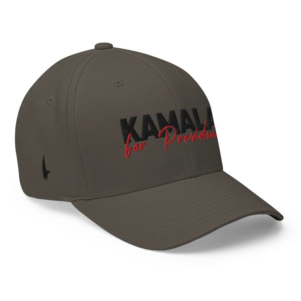 Loyalty Vibes Loyalty Vibes Kamala For President Fitted Hat Charcoal Gray Black