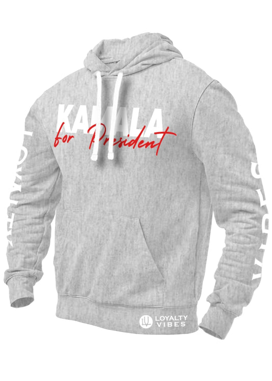 Loyalty Vibes Kamala For President Hoodie Heather Grey White Loyalty Vibes