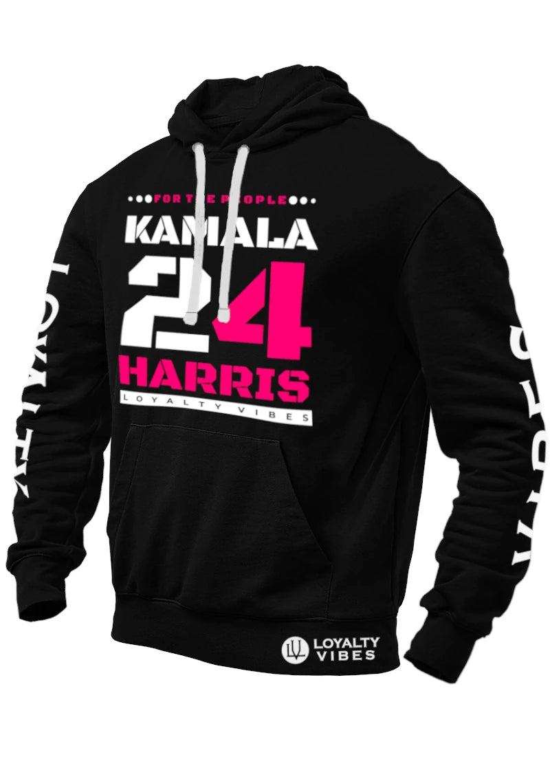 Loyalty Vibes Loyalty Vibes Kamala Harris For The People Hoodie Black White Pink