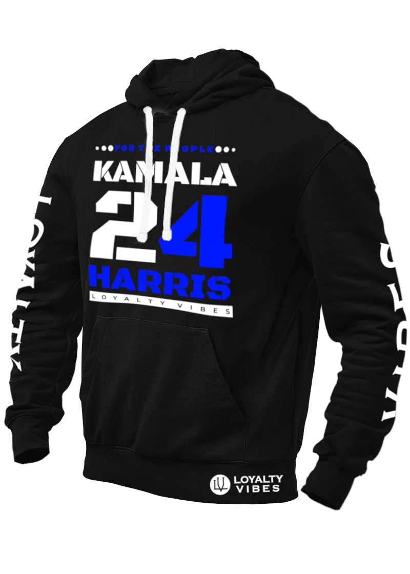 Loyalty Vibes Loyalty Vibes Kamala Harris For The People Hoodie Black White Blue