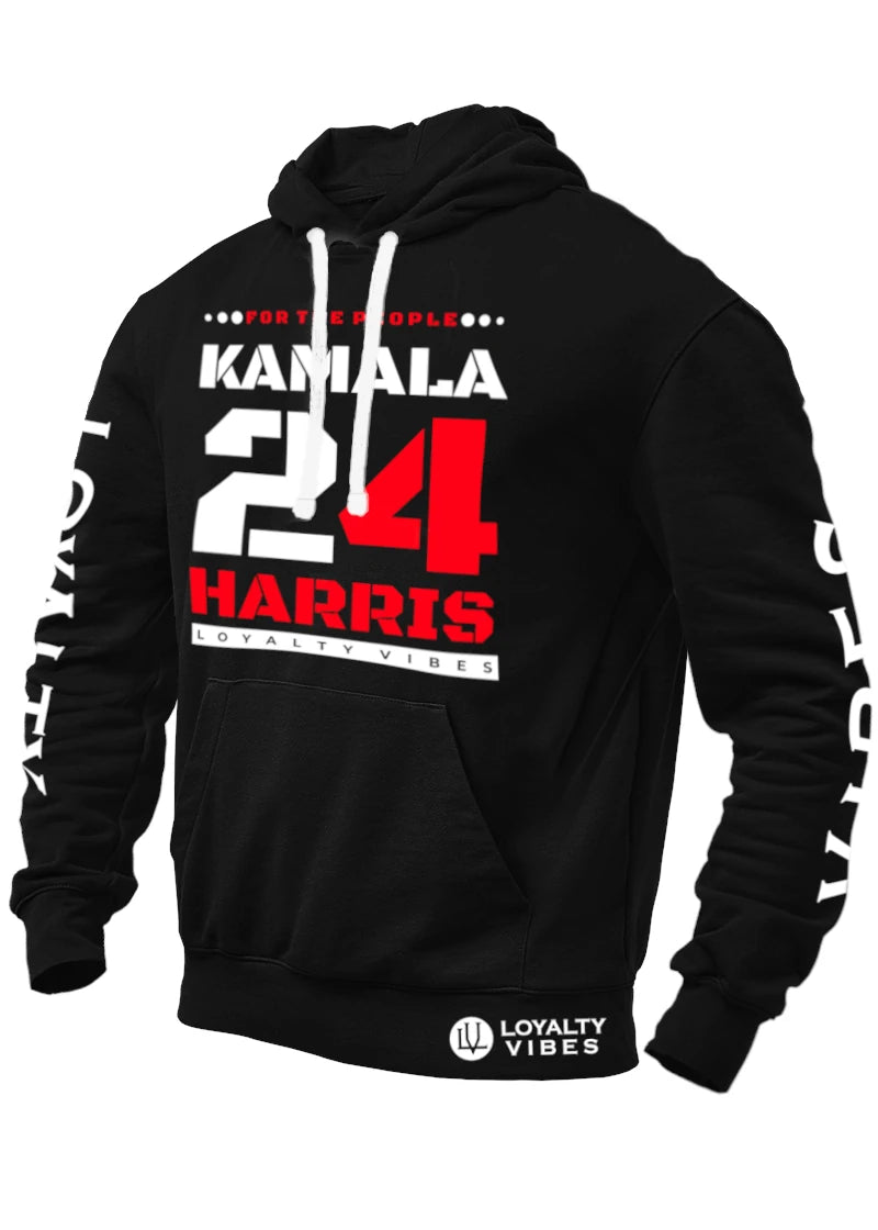 Loyalty Vibes Loyalty Vibes Kamala Harris For The People Hoodie Black White Red