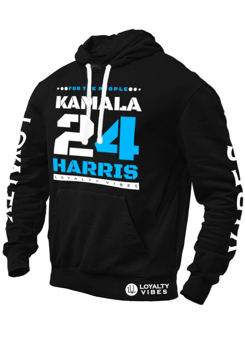 Loyalty Vibes Loyalty Vibes Kamala Harris For The People Hoodie Black White Sky Blue