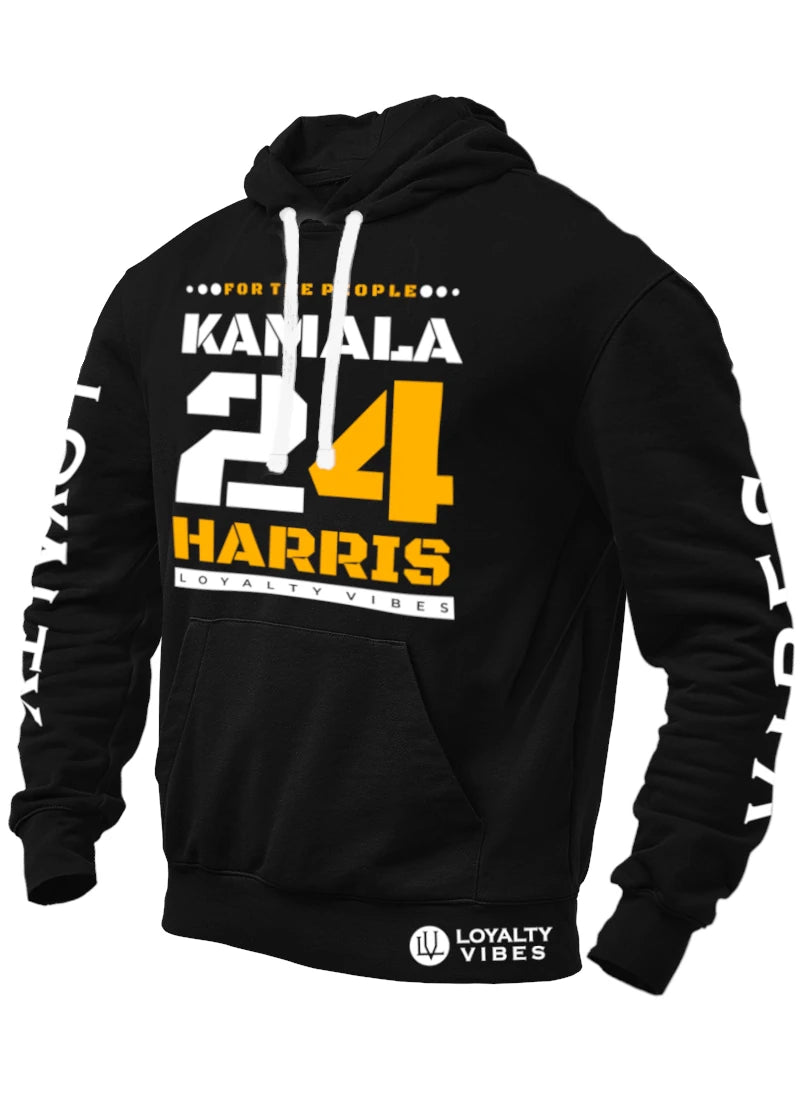 Loyalty Vibes Loyalty Vibes Kamala Harris For The People Hoodie Black White Tangerine