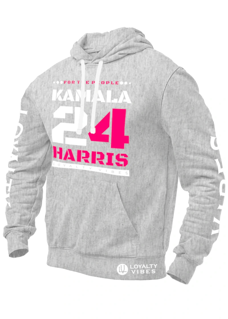 Loyalty Vibes Loyalty Vibes Kamala Harris For The People Hoodie Heather Grey White Pink