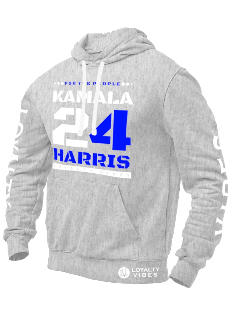 Loyalty Vibes Loyalty Vibes Kamala Harris For The People Hoodie Heather Grey White Blue
