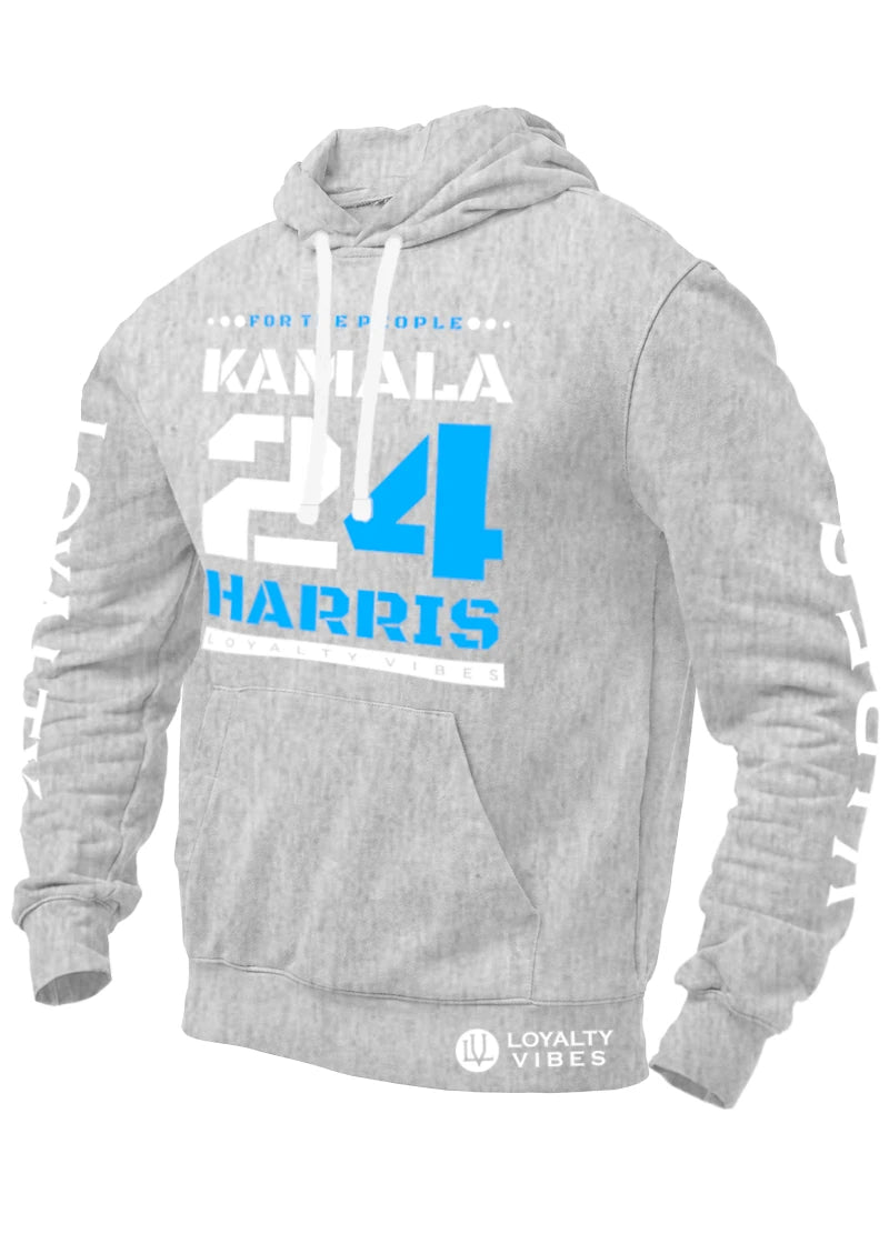 Loyalty Vibes Loyalty Vibes Kamala Harris For The People Hoodie Heather Grey White Sky Blue