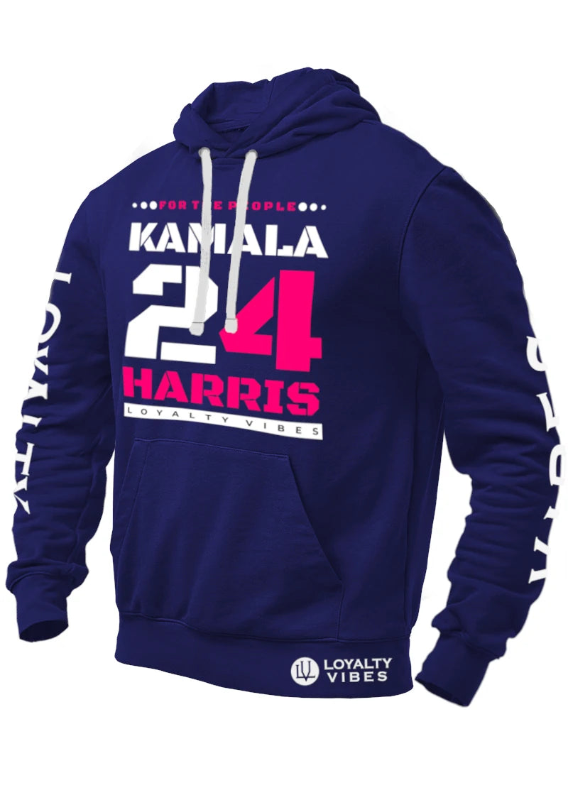 Loyalty Vibes Loyalty Vibes Kamala Harris For The People Hoodie Navy Blue White Pink