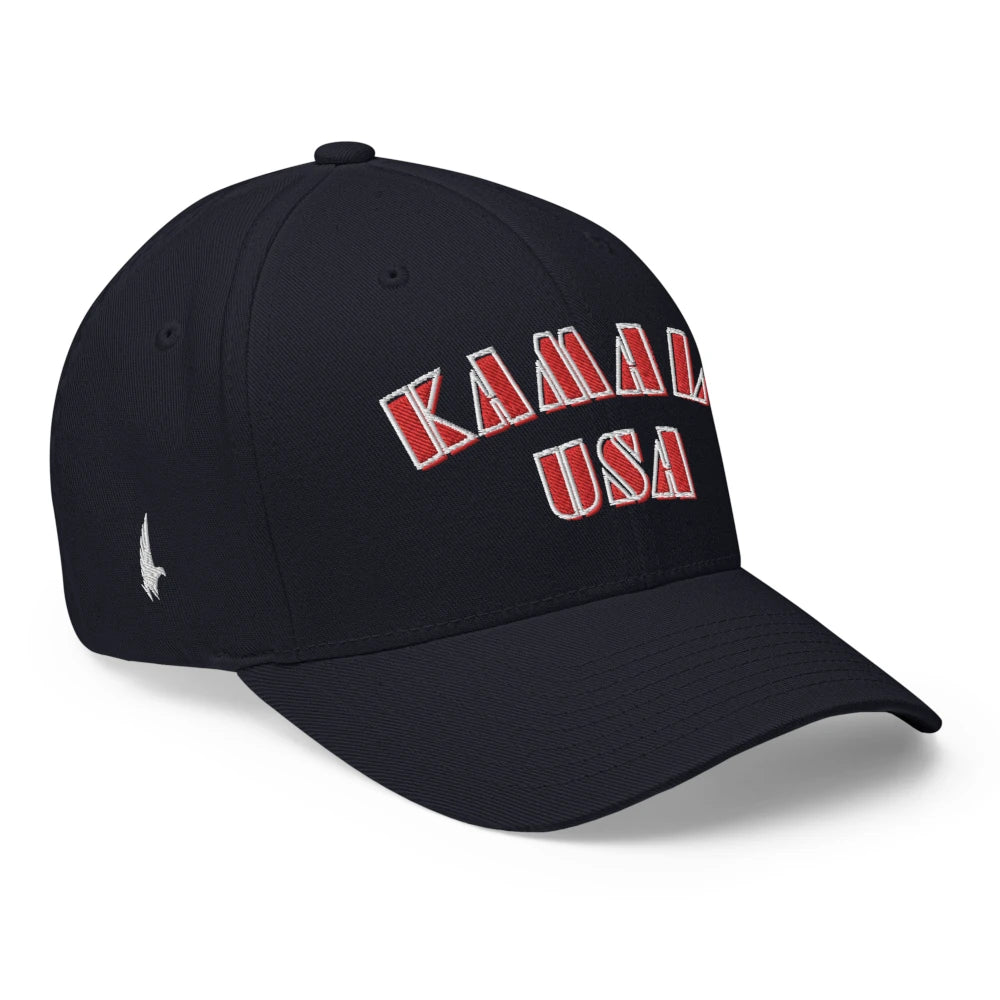 Kamala USA Fitted Hat Navy Blue White Red - Loyalty Vibes