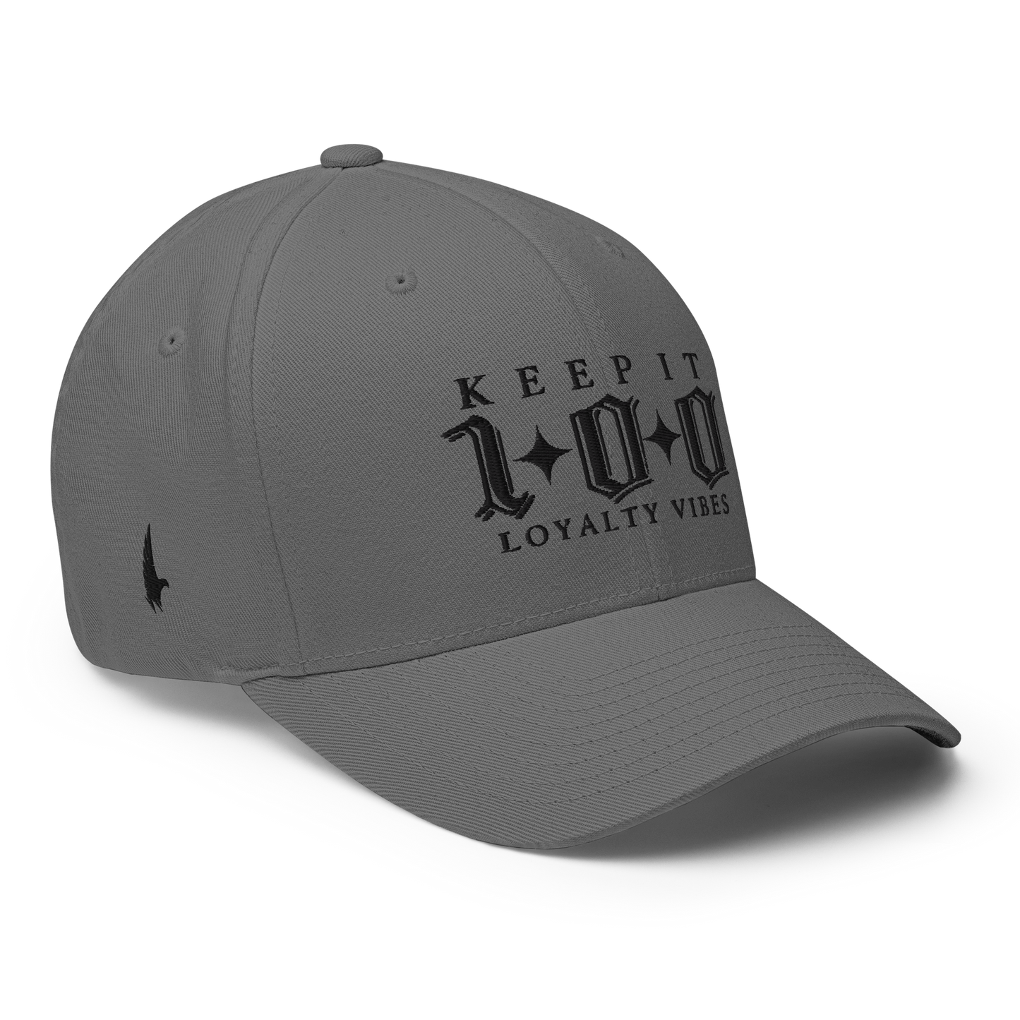 Loyalty Vibes Keep It 100 Fitted Hat Grey Black Loyalty Vibes