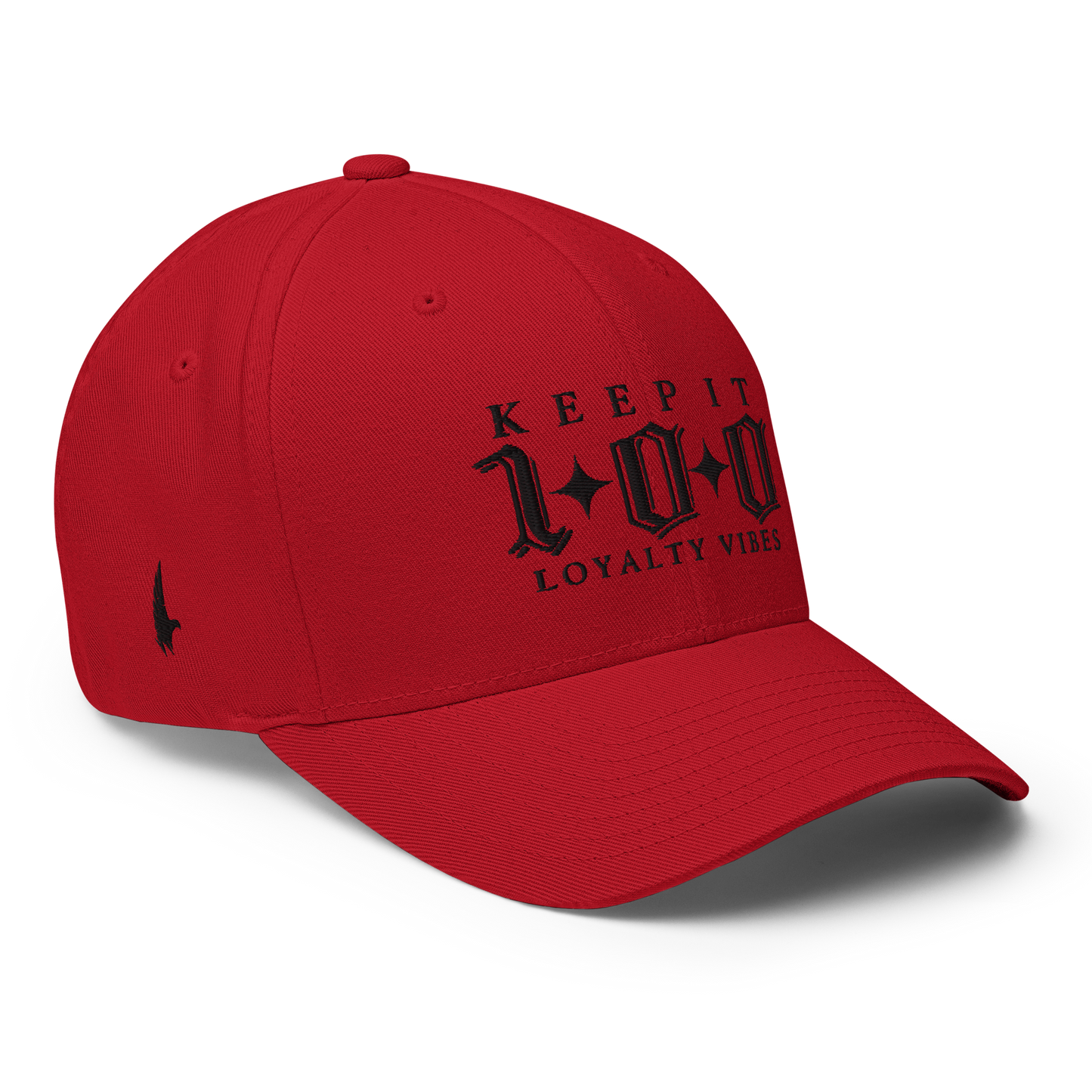 Loyalty Vibes Keep It 100 Fitted Hat Red Black Loyalty Vibes