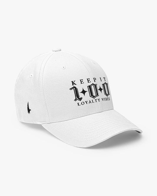 Loyalty Vibes Keep It 100 Fitted Hat White Loyalty Vibes