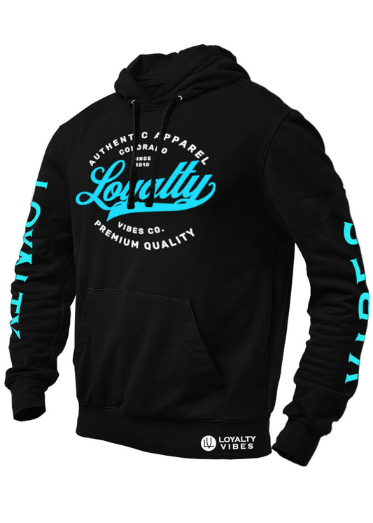 Loyalty Vibes Legacy Graphic Hoodie Black Sky Blue Loyalty Vibes