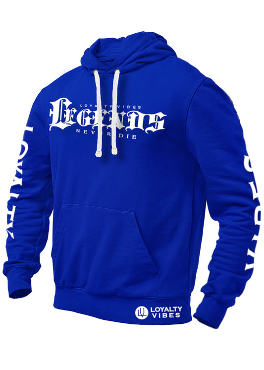 Loyalty Vibes Legends Never Die Graphic Hoodie Blue Men's Loyalty Vibes
