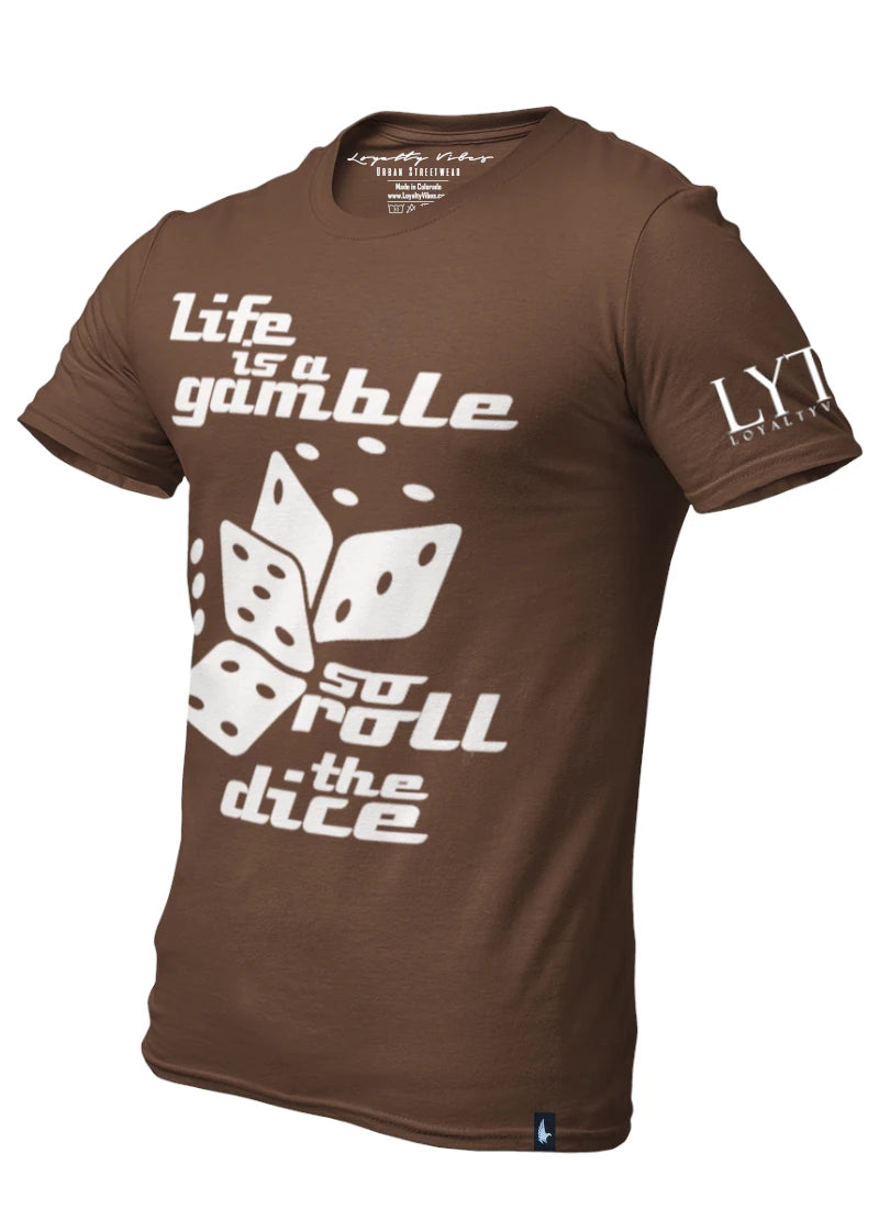 Loyalty Vibes Loyalty Vibes Life Is A Gamble Graphic T-Shirt Brown Men's