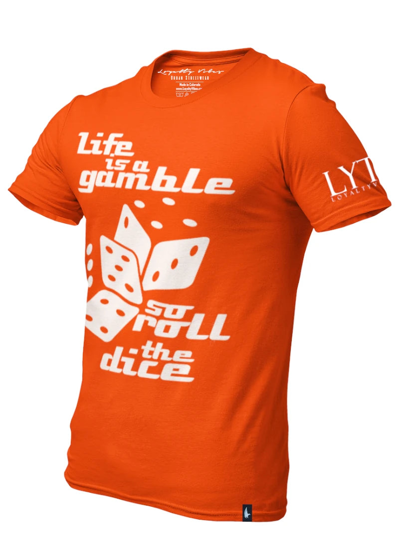 Loyalty Vibes Loyalty Vibes Life Is A Gamble Graphic T-Shirt Orange Men's