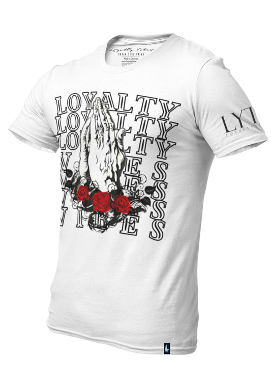 Loyalty Vibes Loyalty Prayer Graphic T-Shirt White Loyalty Vibes