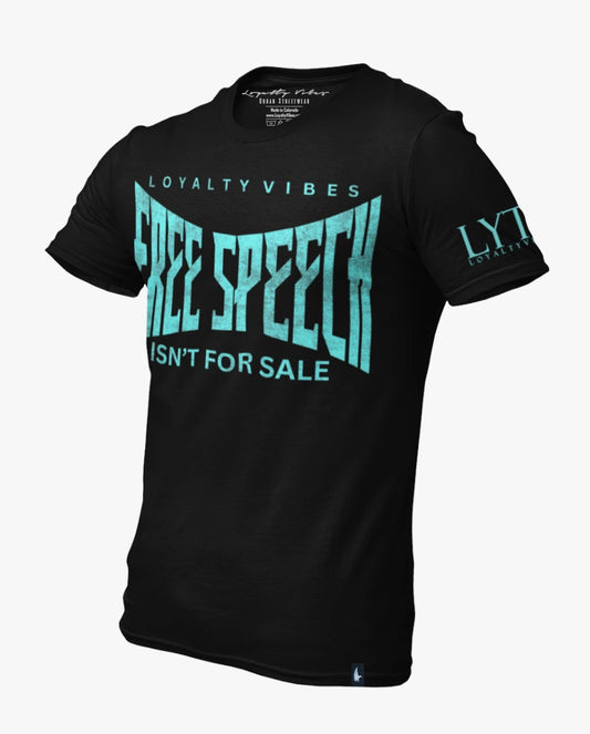 Loyalty Vibes Free Speech T-Shirt Black Teal Loyalty Vibes