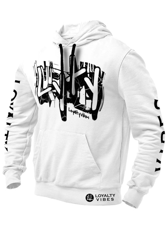 Loyalty Vibes Graffiti Hoodie White Loyalty Vibes