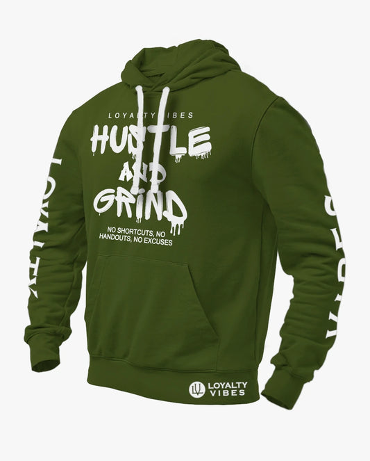 Loyalty Vibes Hustle & Grind Hoodie Military Green Loyalty Vibes