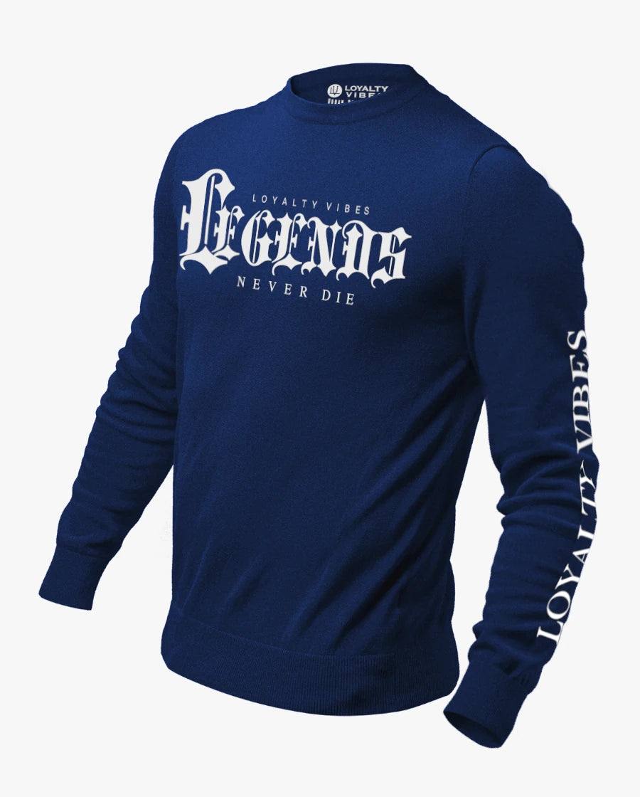 Loyalty Vibes Legends Never Die Sweatshirt Navy Blue