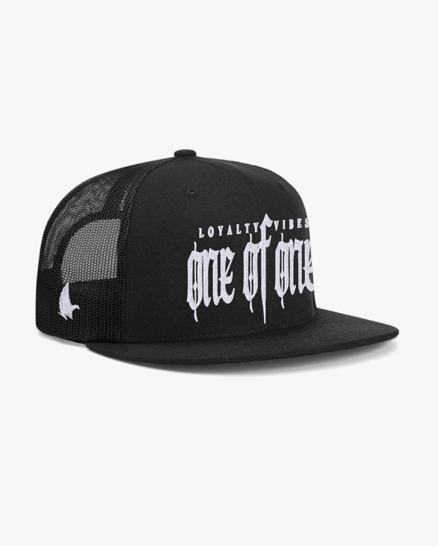 Loyalty Vibes One Of One Flat Brim Trucker Hat Black