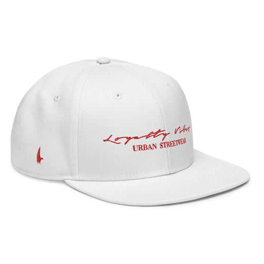 Loyalty Vibes Snapback Hat White Red OS Loyalty Vibes