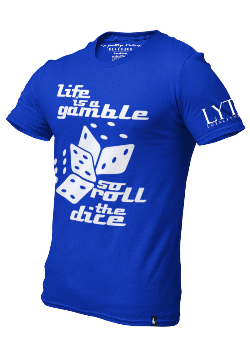 Loyalty Vibes Loyalty Vibes Life Is A Gamble Graphic T-Shirt Blue Men's