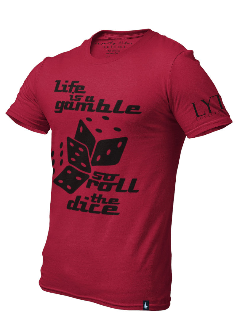 Loyalty Vibes Loyalty Vibes Life Is A Gamble Graphic T-Shirt Maroon Black Men's