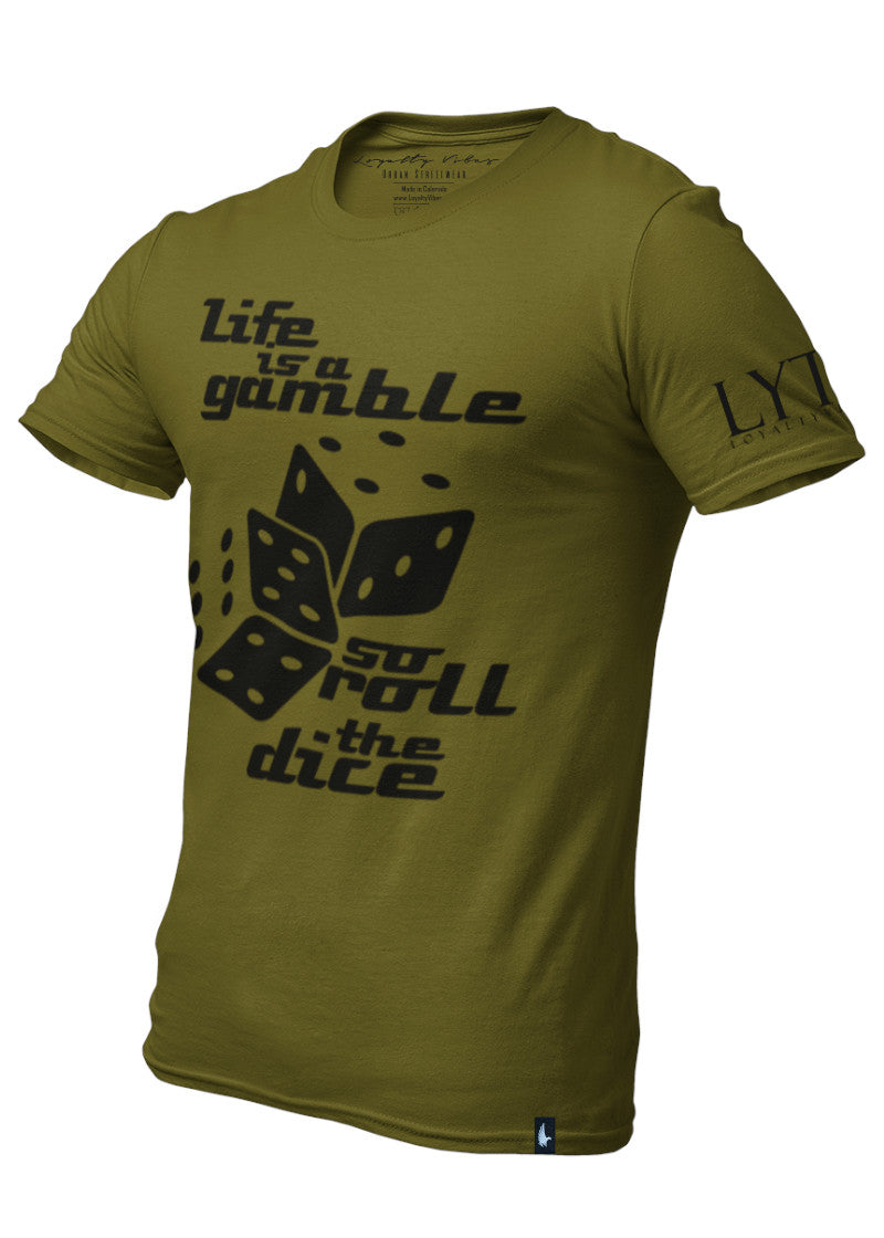 Loyalty Vibes Loyalty Vibes Life Is A Gamble Graphic T-Shirt Military Green Black Men's