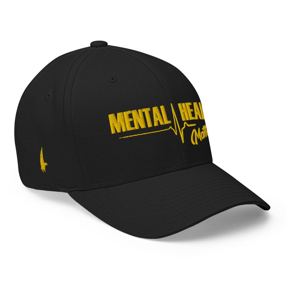 Loyalty Vibes Loyalty Vibes Mental Health Matters Fitted Hat Black Gold