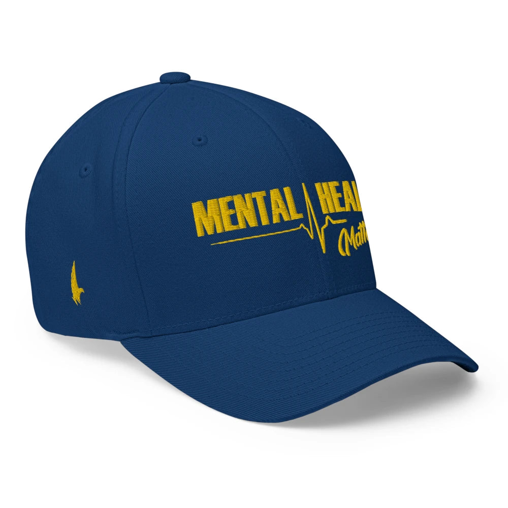 Loyalty Vibes Loyalty Vibes Mental Health Matters Fitted Hat Blue Gold