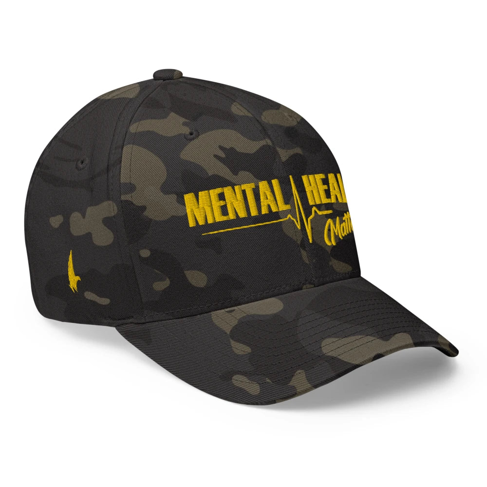 Loyalty Vibes Loyalty Vibes Mental Health Matters Fitted Hat Camo Black Gold