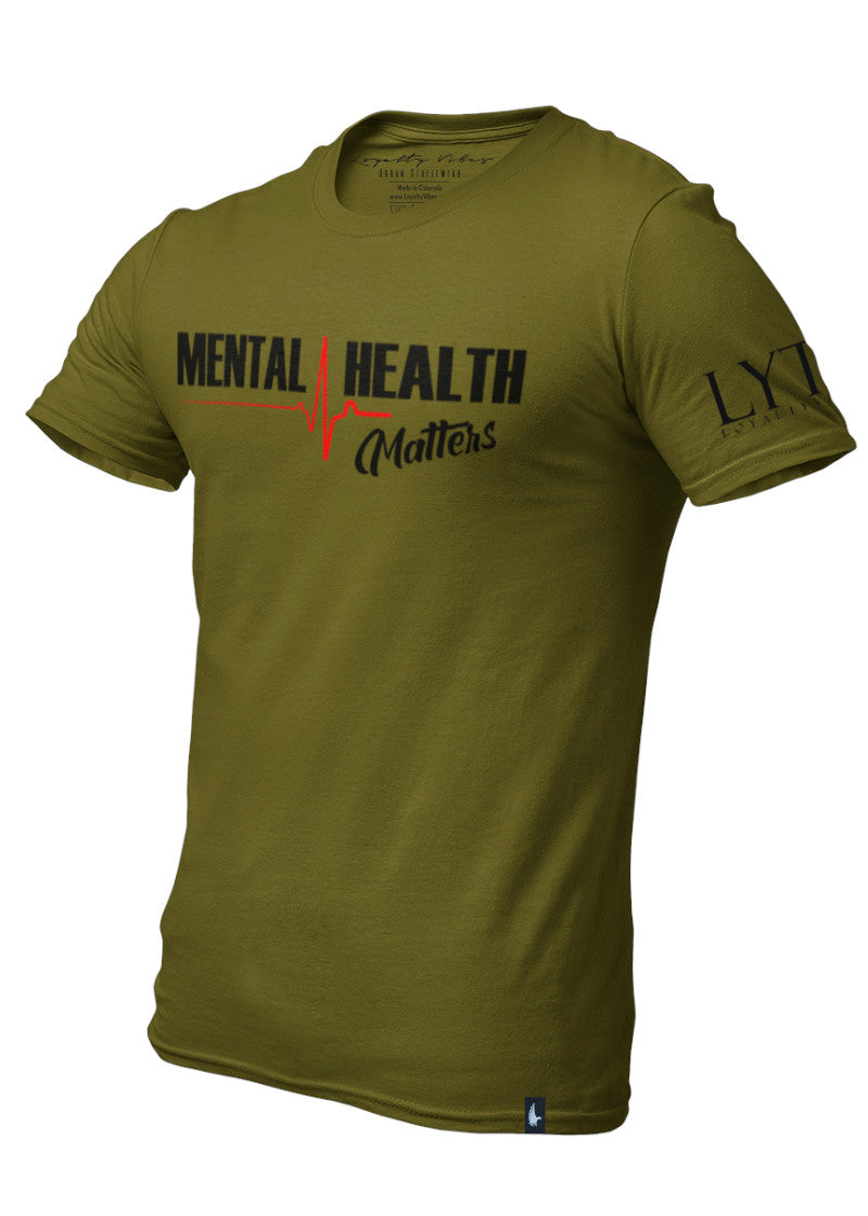 Loyalty Vibes Mental Health Matters Graphic T-Shirt Military Green Black Loyalty Vibes