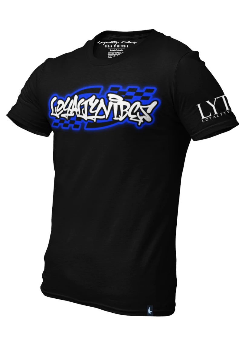 Moto Tee Black/Blue - Loyalty Vibes