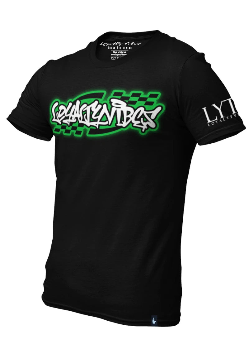 Moto Tee Black/Green - Loyalty Vibes
