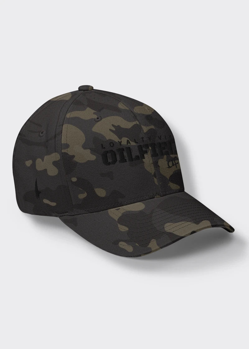Loyalty Vibes Oilfield AF Fitted Hat Black Camo Black Loyalty Vibes