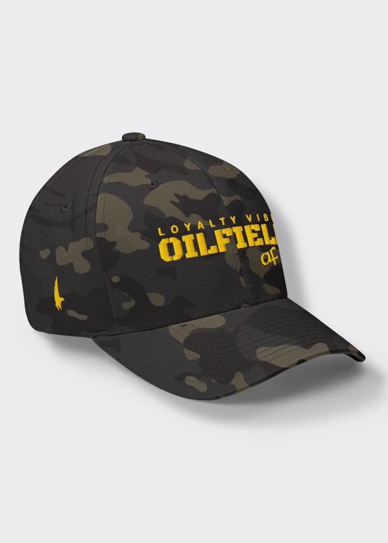 Loyalty Vibes Oilfield AF Fitted Hat Black Camo Gold Loyalty Vibes